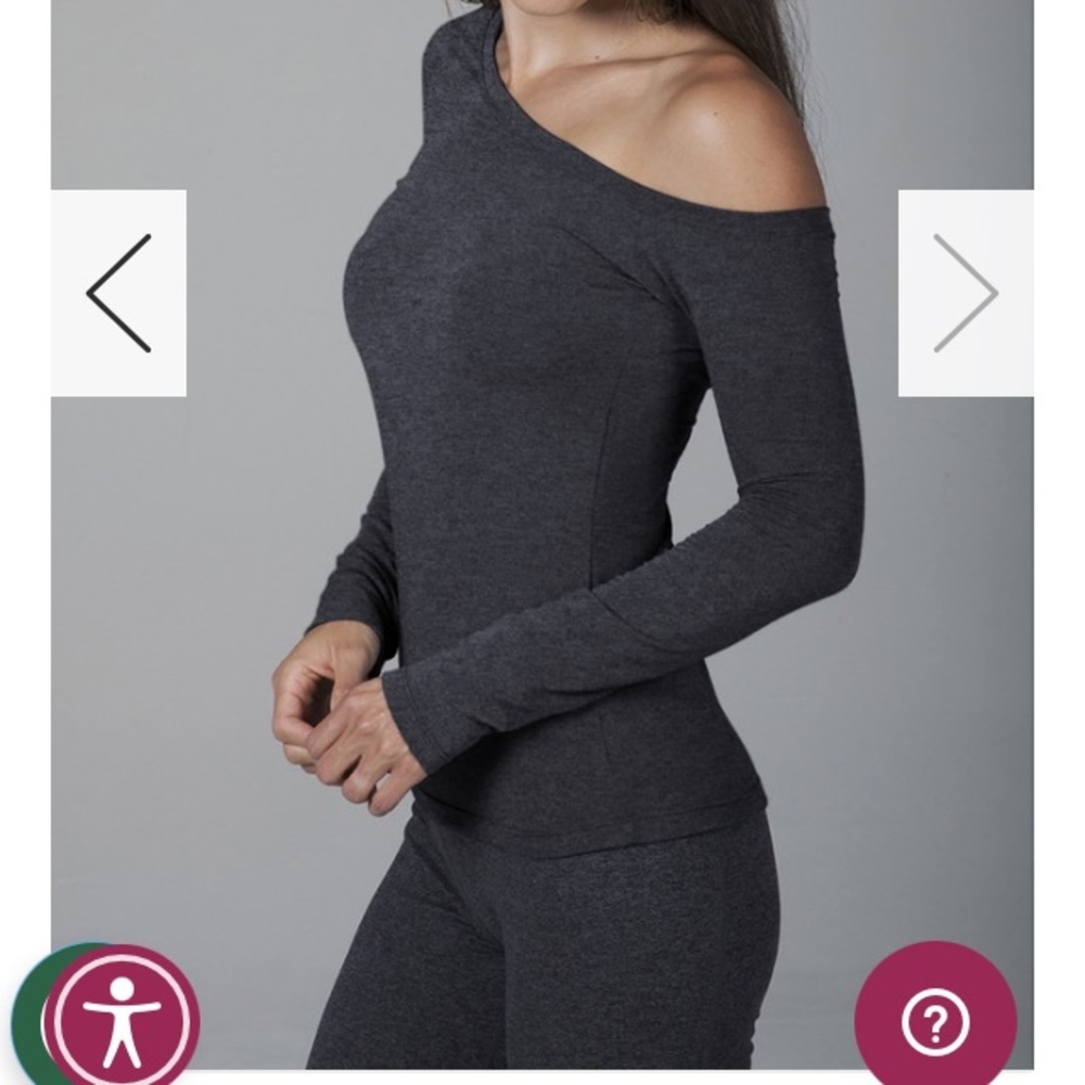 KIRA GRACE OFF SHOULDER HEATHER GREY LONG SLEEVE TOP NWT - Picture 8 of 16